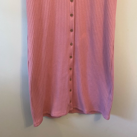 NWOT Madewell pink ribbed button front short sleeve scoop neck mini dress Medium - Picture 5 of 9
